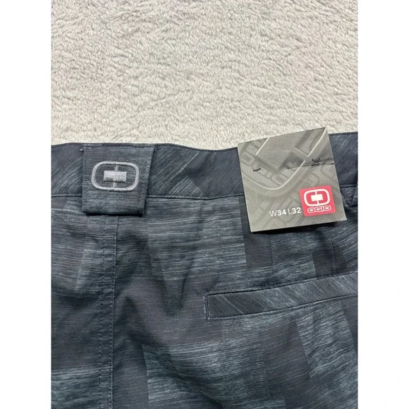 OGIO Men's Golf Pants W34 L32 Black Grey Geometric Pattern Straight Leg Trousers - Picture 3 of 4